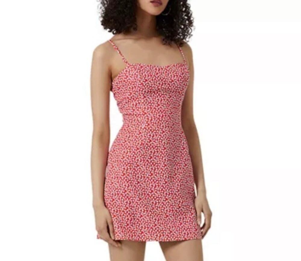 New French Connection Elao Whisper Tie Back Hibiscus Multi Mini Dress Size 12